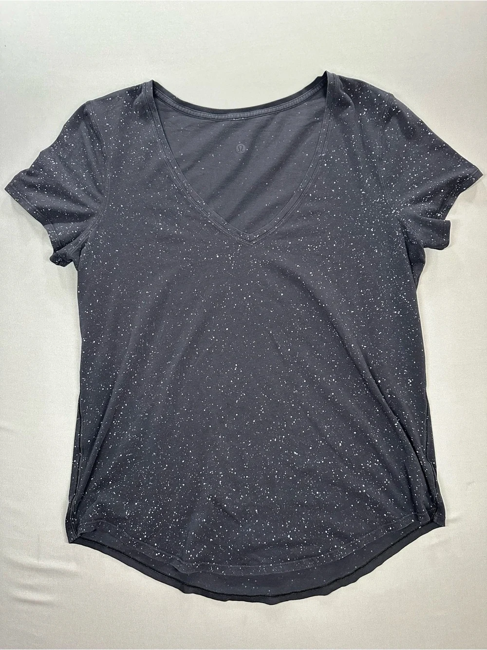 Lululemon Love Tee V-Neck Short Sleeve Shirt, White Splatter - Womens